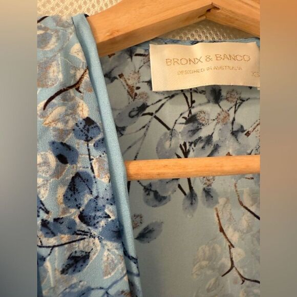 NWOT BRONX ADN BANCO BEDOUIN BLUE POPPY SHORT DRESS Floral Wrap Dress - Picture 10 of 15